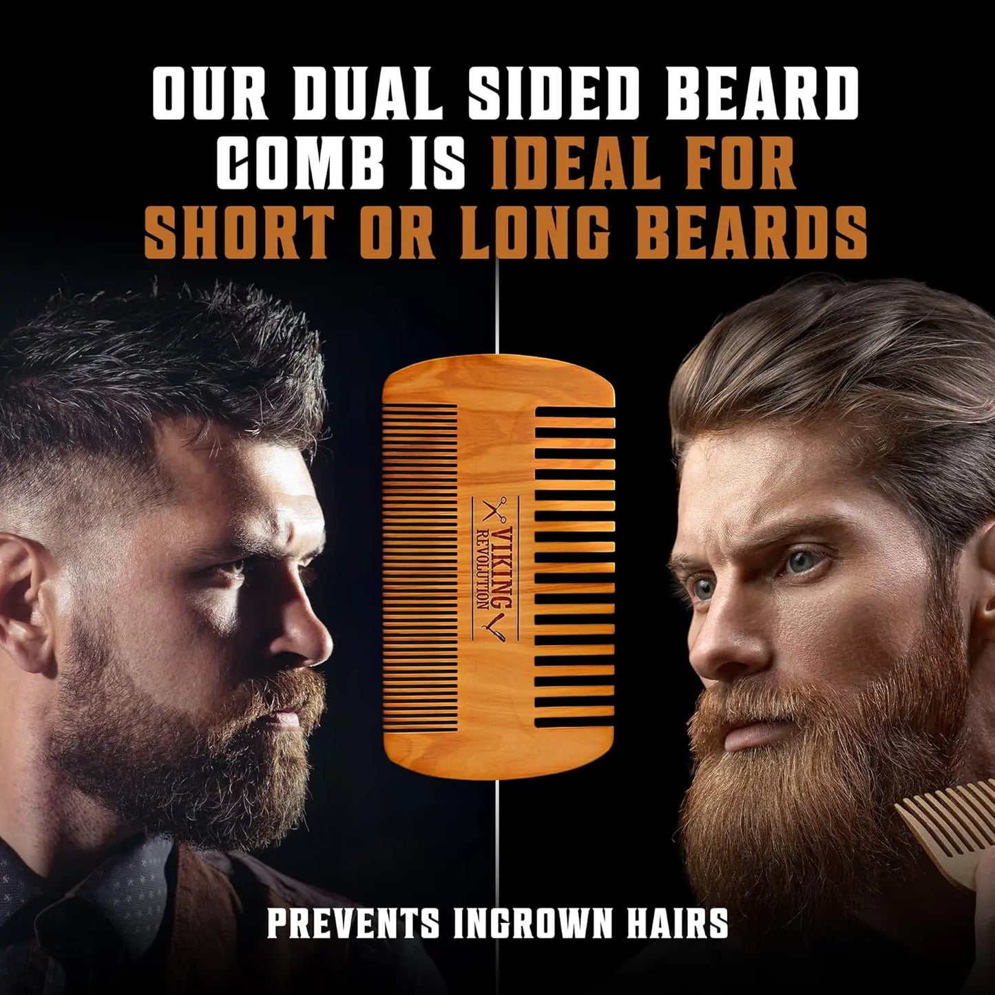 Viking Revolution Beard Care Kit for Men Complete Grooming Set with Bamboo Brush & Double-Sided Comb in Velvet Travel Pouch 100%